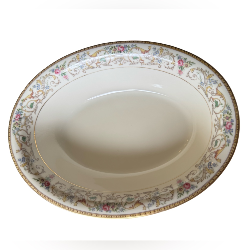 Vintage Baronet Bohemia “Romance” Porcelain Serving Bowl Hand Painted Gold Rim